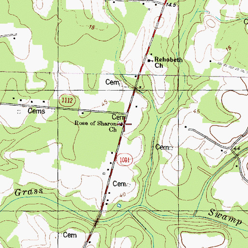 Topographic Map of Rose of Sharon Church, NC
