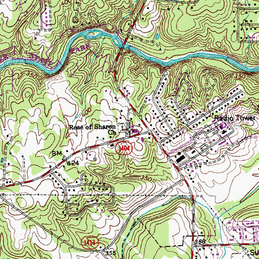 Topographic Map of Rose of Sharon Church, NC