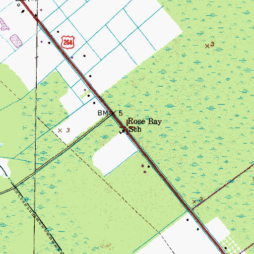 Topographic Map of Rose Bay School, NC