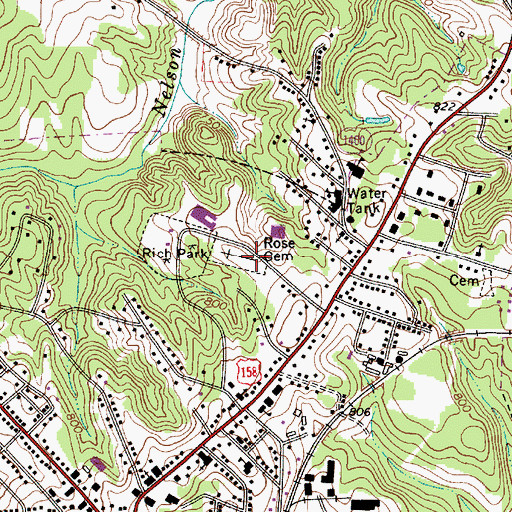Topographic Map of Rose Cemetery, NC