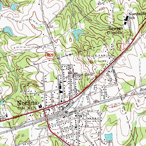 Topographic Map of Rose Cemetery, NC