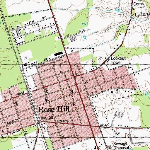 Topographic Map of Rose Hill, NC