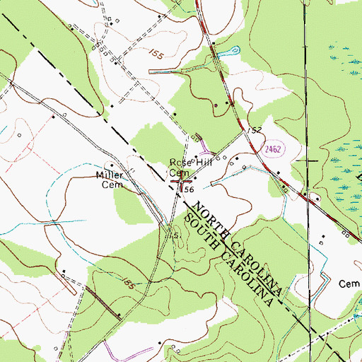 Topographic Map of Rose Hill Cemetery, NC