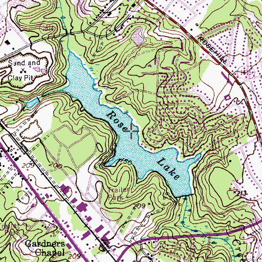 Topographic Map of Rose Lake, NC