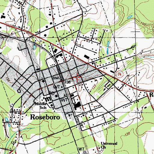 Topographic Map of Roseboro, NC