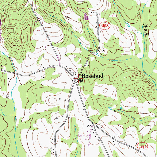 Topographic Map of Rosebud, NC