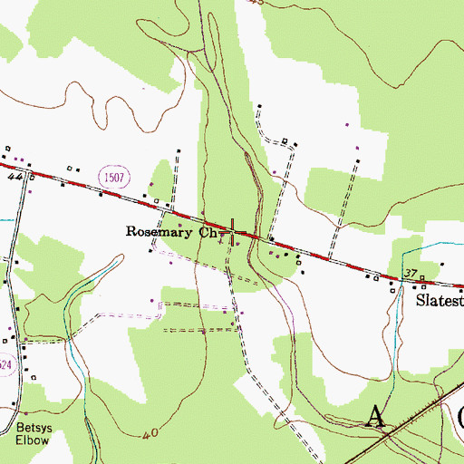 Topographic Map of Rosemary Church, NC