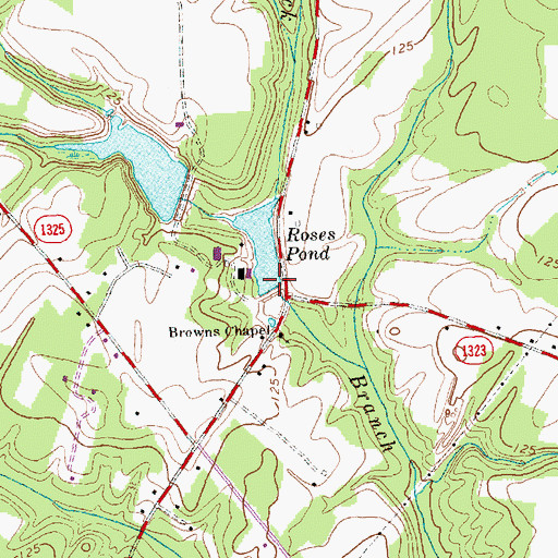 Topographic Map of Roses Pond, NC
