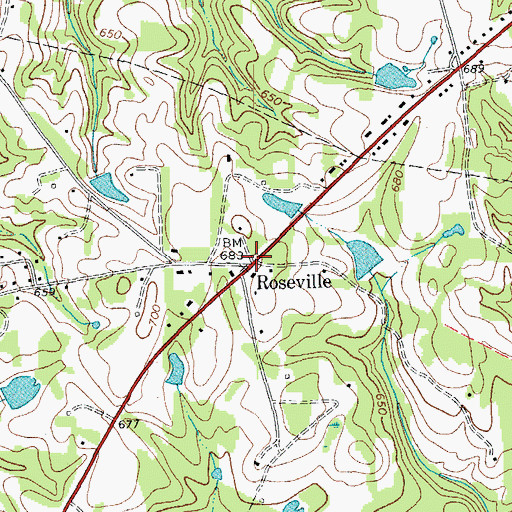 Topographic Map of Roseville, NC
