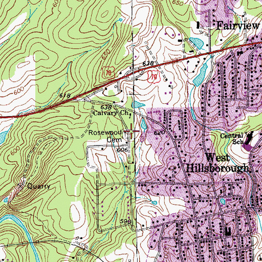 Topographic Map of Rosewood Cemetery, NC