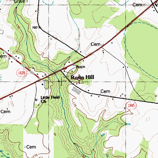 Topographic Map of Rosin Hill, NC