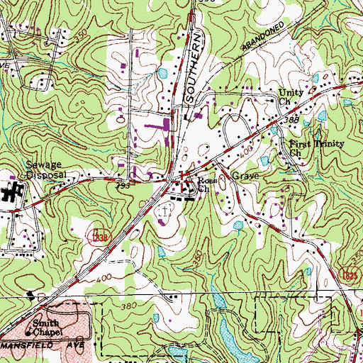 Topographic Map of Ross Church, NC