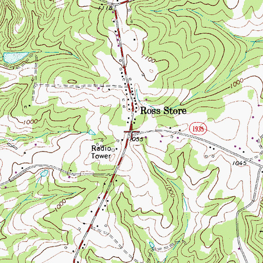 Topographic Map of Ross Store, NC