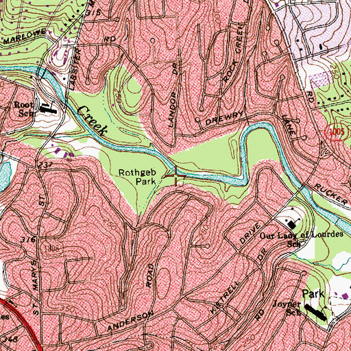 Topographic Map of Rothgeb Park, NC