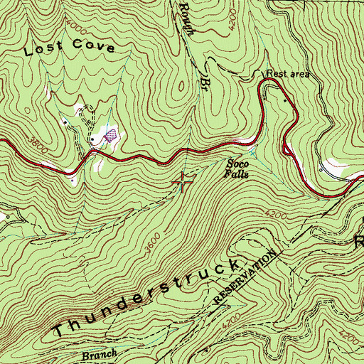 Topographic Map of Rough Branch, NC