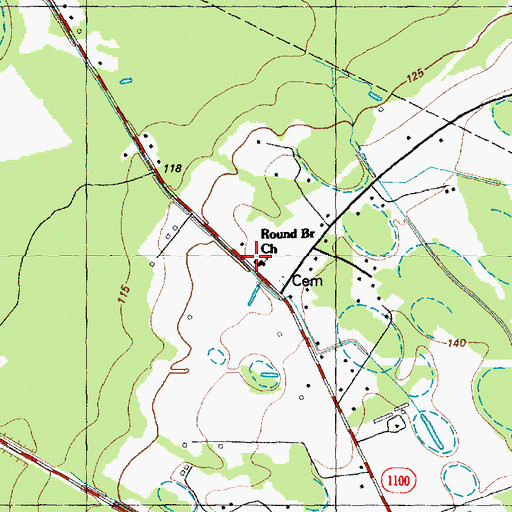 Topographic Map of Round Branch Church, NC
