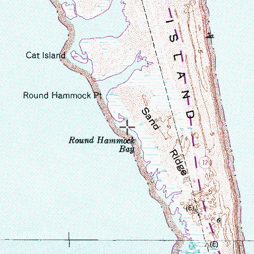 Topographic Map of Round Hammock Bay, NC