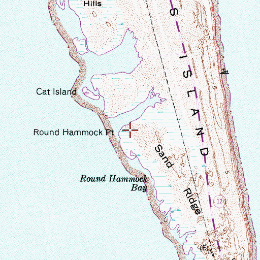 Topographic Map of Round Hammock Point, NC