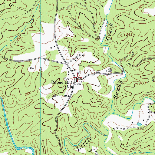 Topographic Map of Round Hill Church, NC
