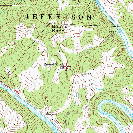 Topographic Map of Round Knob Church, NC
