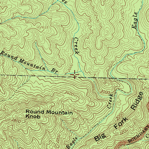 Topographic Map of Round Mountain Branch, NC