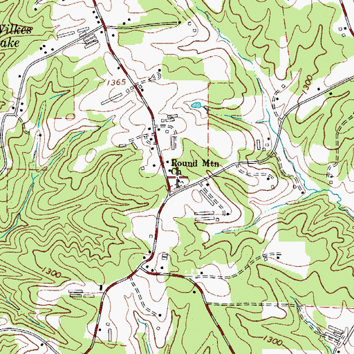 Topographic Map of Round Mountain Church, NC