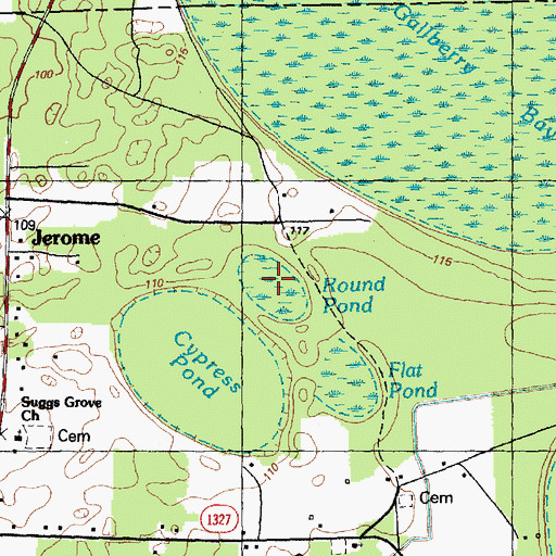 Topographic Map of Round Pond, NC