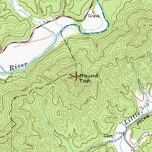 Topographic Map of Round Top, NC