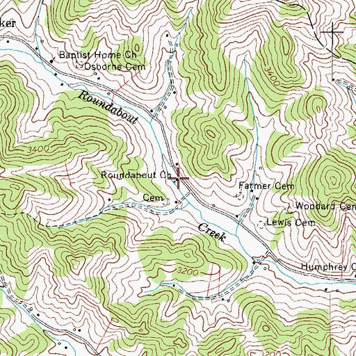 Topographic Map of Roundabout Church, NC
