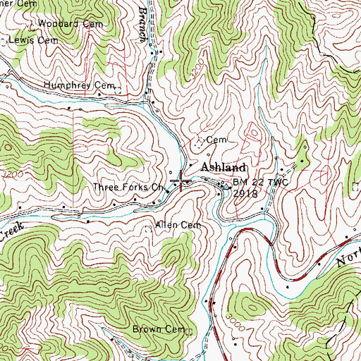 Topographic Map of Roundabout Creek, NC