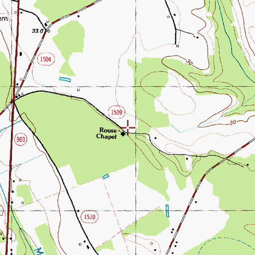 Topographic Map of Rouse Chapel, NC
