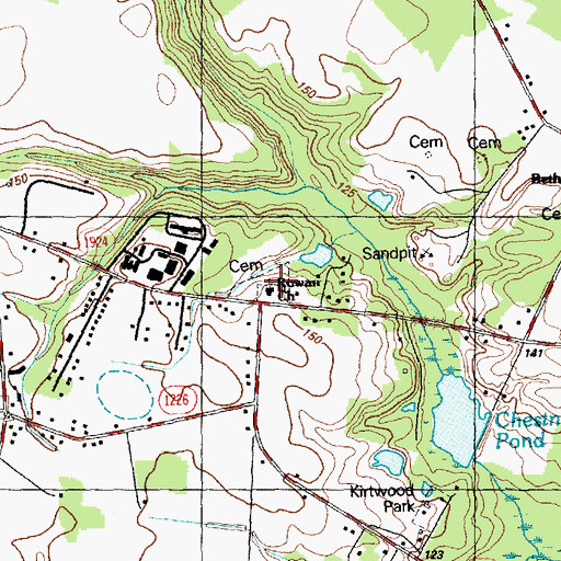 Topographic Map of Rowan Church, NC