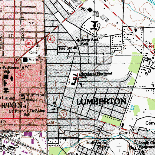 Topographic Map of Rowland Norment Elementary School, NC