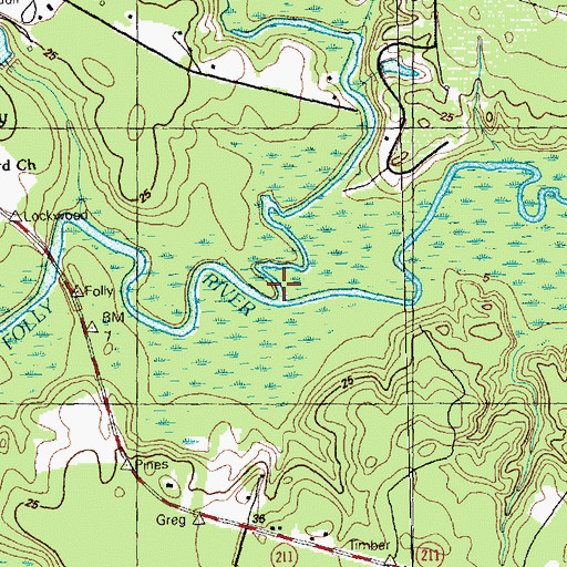 Topographic Map of Royal Oak Swamp, NC