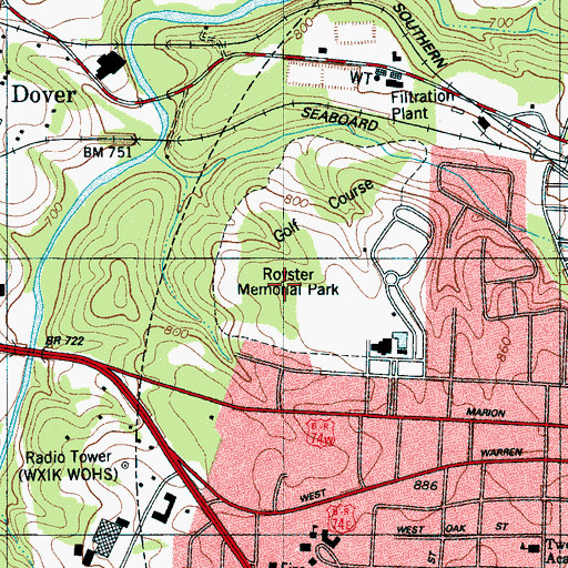 Topographic Map of Royster Memorial Golf Course, NC