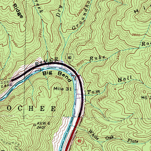 Topographic Map of Rube Rock Branch, NC