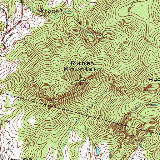 Topographic Map of Ruben Mountain, NC