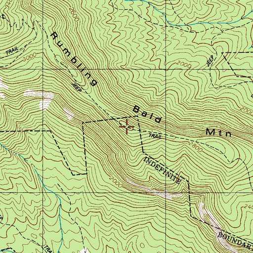 Topographic Map of Rumbling Bald Mountain, NC