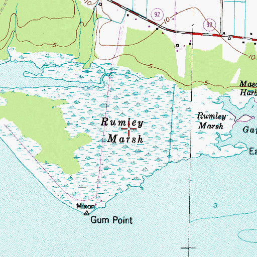 Topographic Map of Rumley Marsh, NC