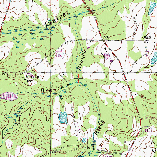 Topographic Map of Run Branch, NC