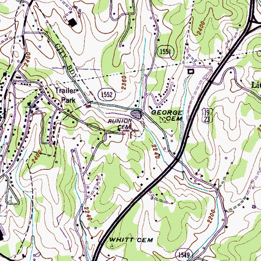 Topographic Map of Runion Cemetery, NC