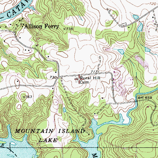 Topographic Map of Rural Hill Cemetery, NC