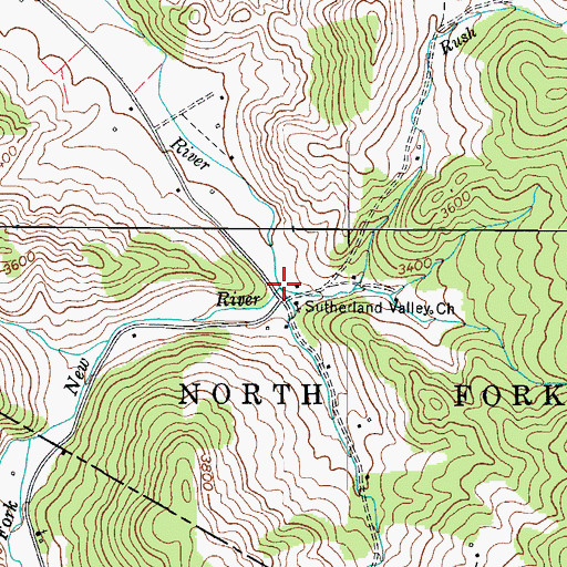 Topographic Map of Rush Branch, NC