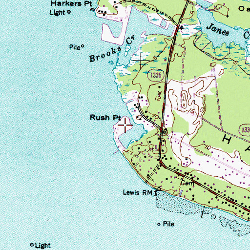 Topographic Map of Rush Point, NC