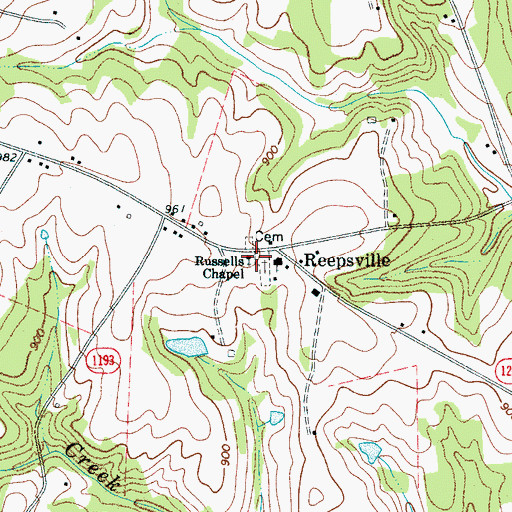 Topographic Map of Russells Chapel, NC