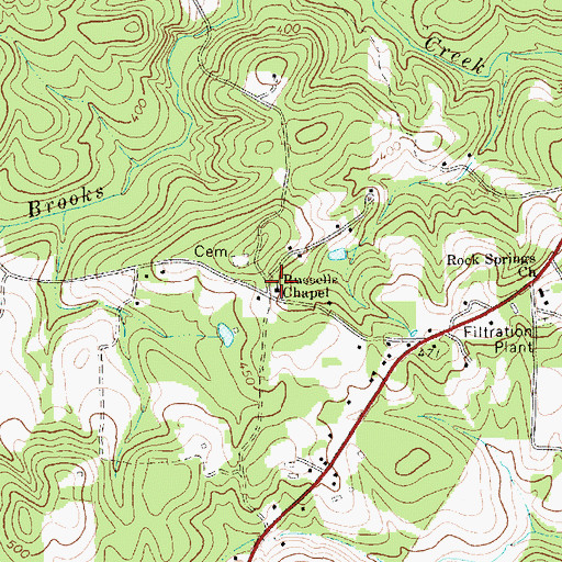 Topographic Map of Russells Chapel, NC