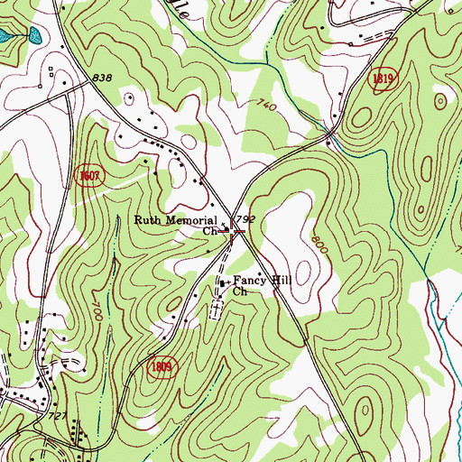 Topographic Map of Ruth Memorial Church, NC