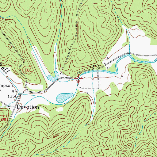 Topographic Map of Saddle Mountain Creek, NC