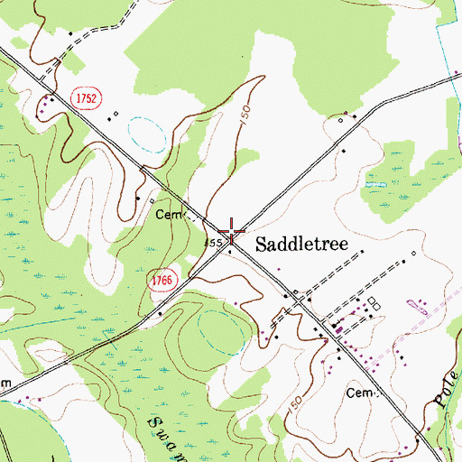 Topographic Map of Saddletree, NC