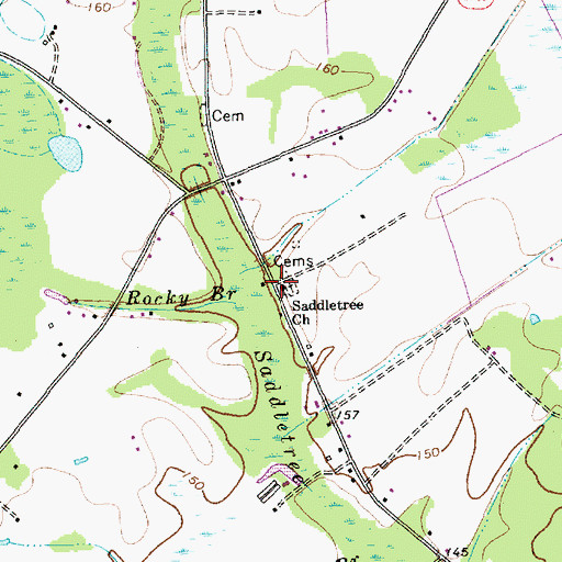 Topographic Map of Saddletree Church, NC